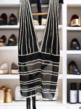 Elegant Black Sheer Halter Top